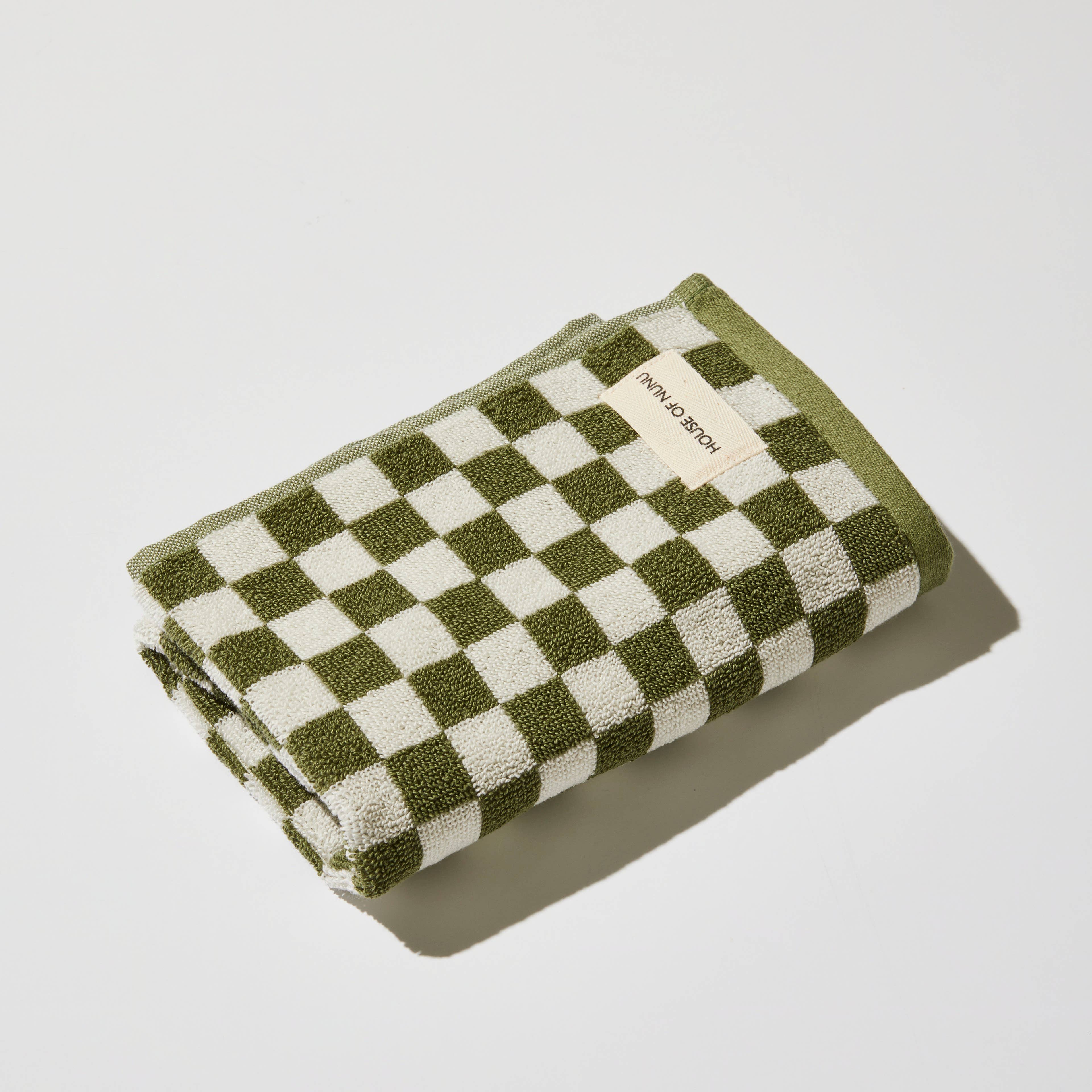 House of Nunu - Green Olive Check - Hand Towel