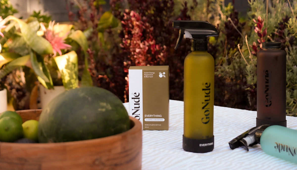 Go Nude Keeper bottles styled outdoors