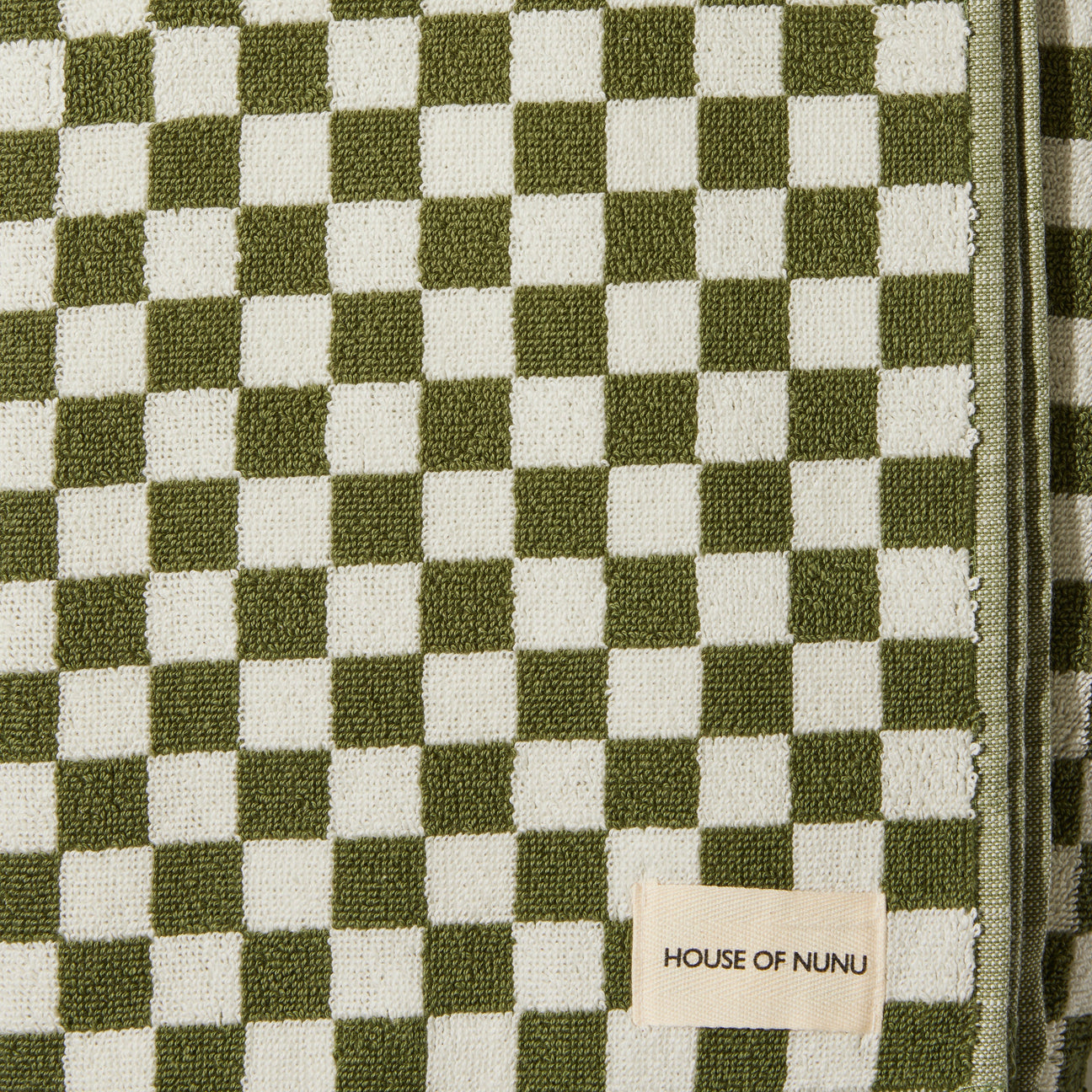 House of Nunu - Olive Green Check - Bath + Hand Towel Set