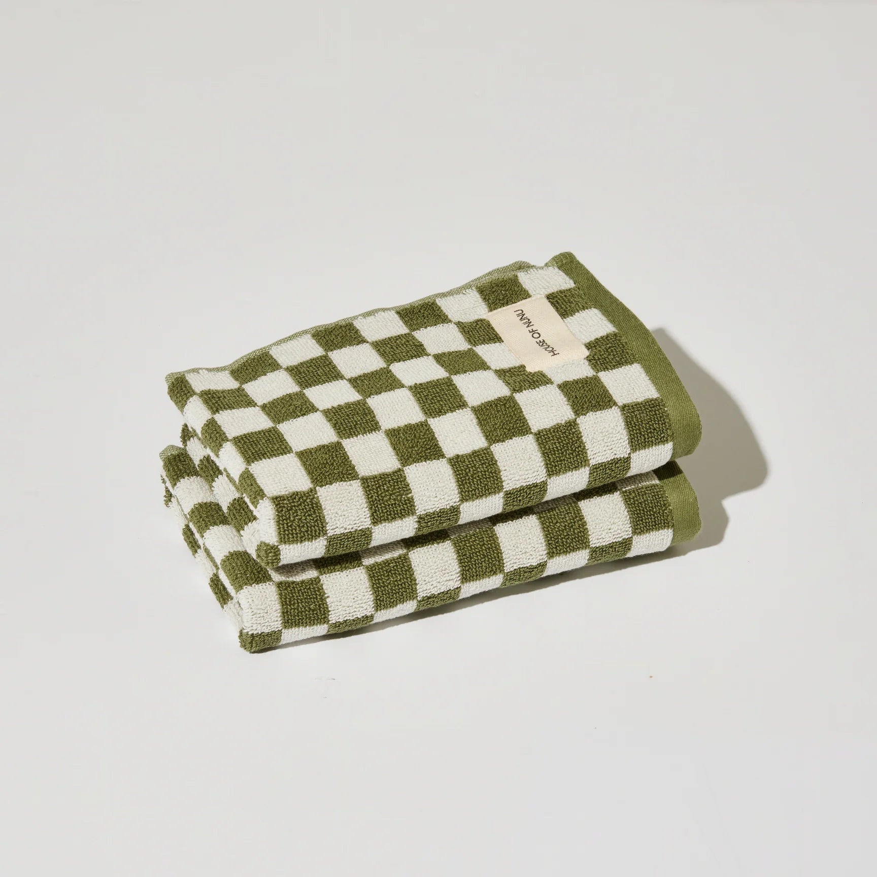 House of Nunu - Green Olive Check - Hand Towel