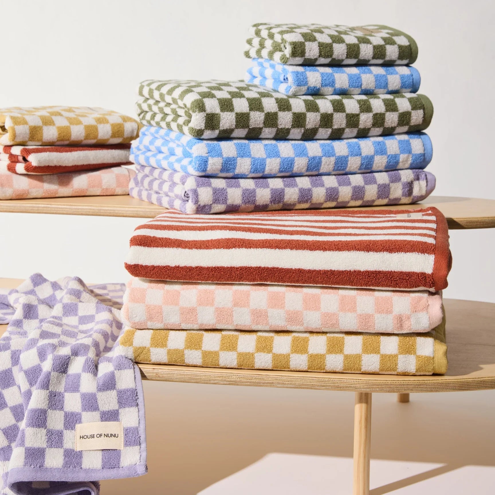 House of Nunu - Green Olive Check - Bath Mat
