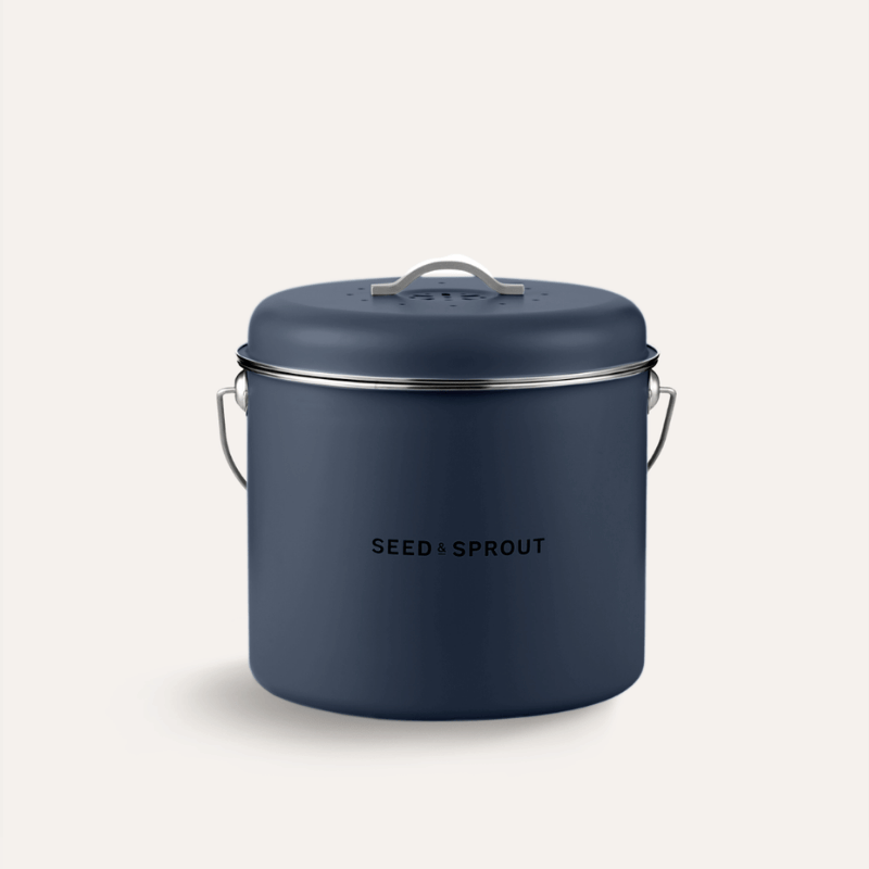 Seed & Sprout stainless steel kitchen compost bin in Ink