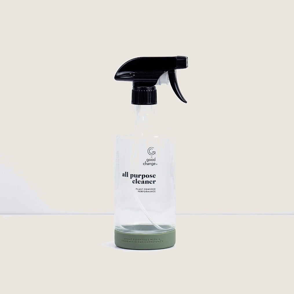 Good Change Bottle For Good refillable glass spray bottle with a silicone base