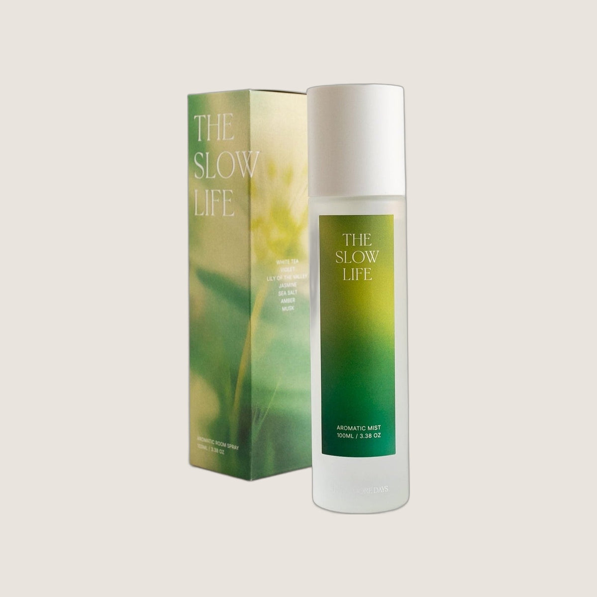 Three More Days The Slow Life room spray in a ceramic bottle