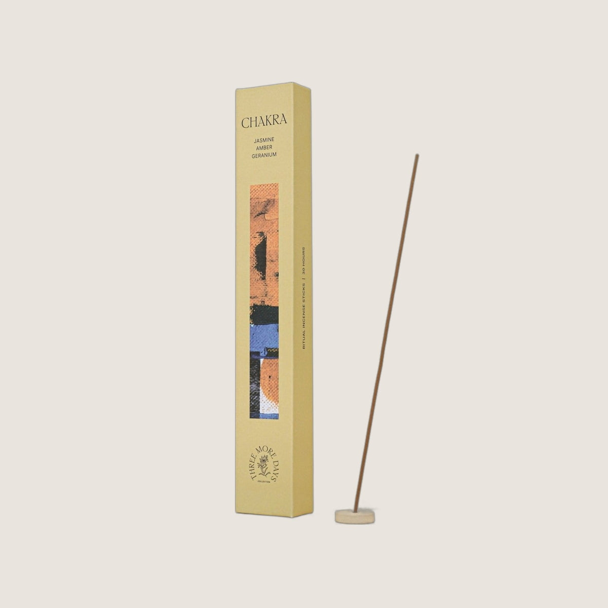 Three More Days Chakra incense sticks, jasmine amber geranium