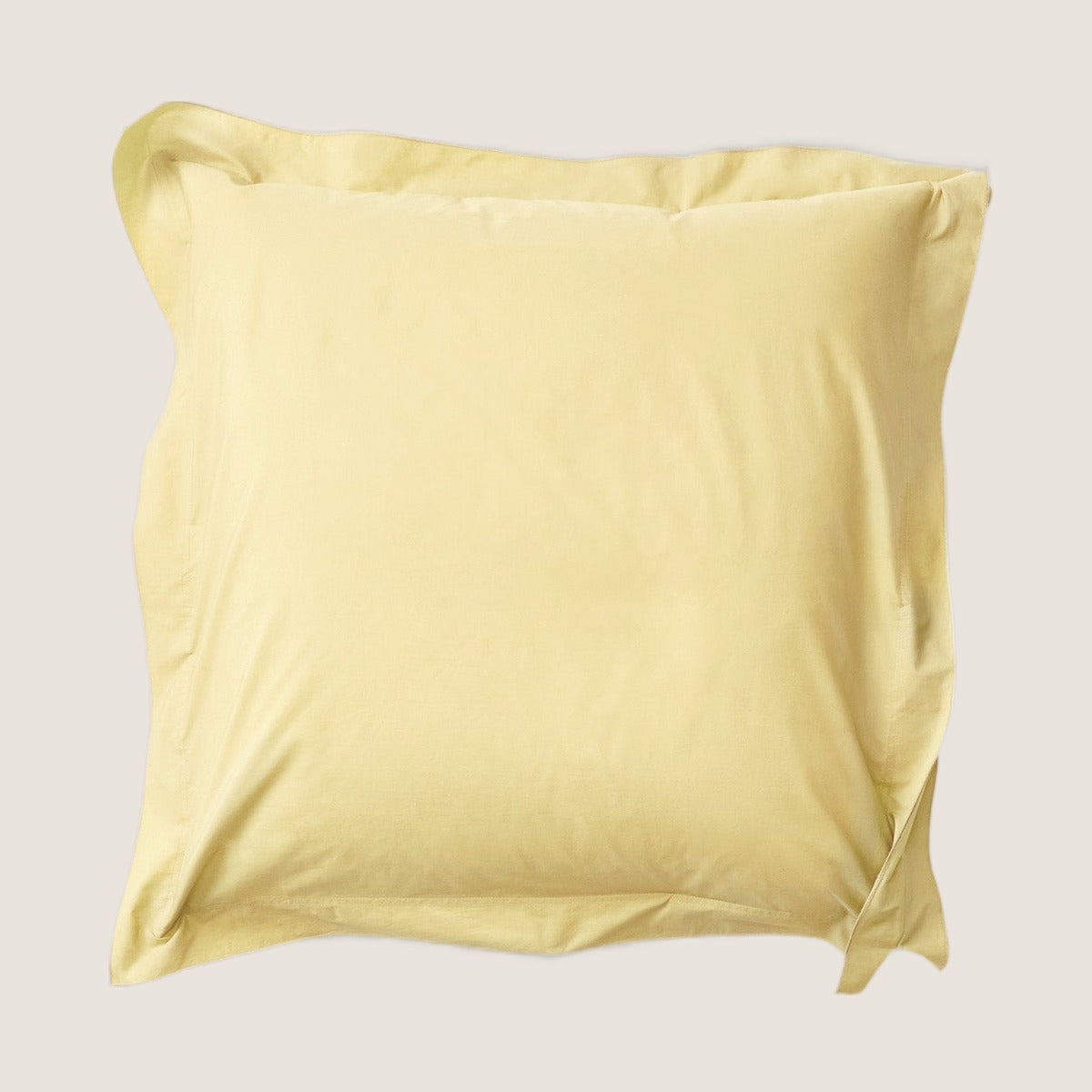Studio Sutram Maize euro pillowcase pair in soft yellow, with colour-matched embroidered border