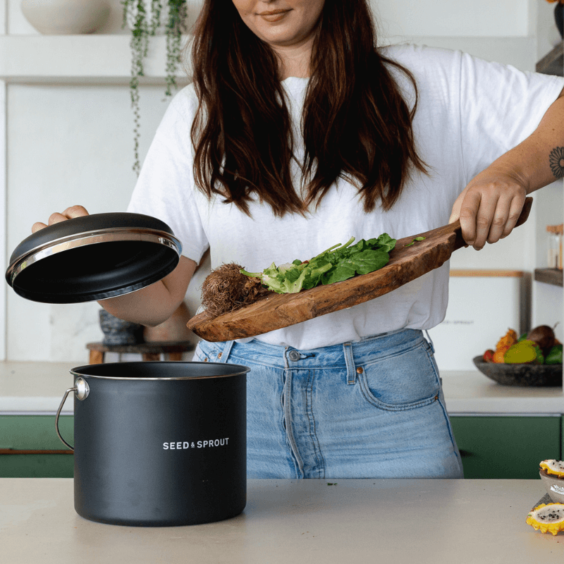 Seed & Sprout - Liquorice Kitchen Stainless Steel - Compost Bin