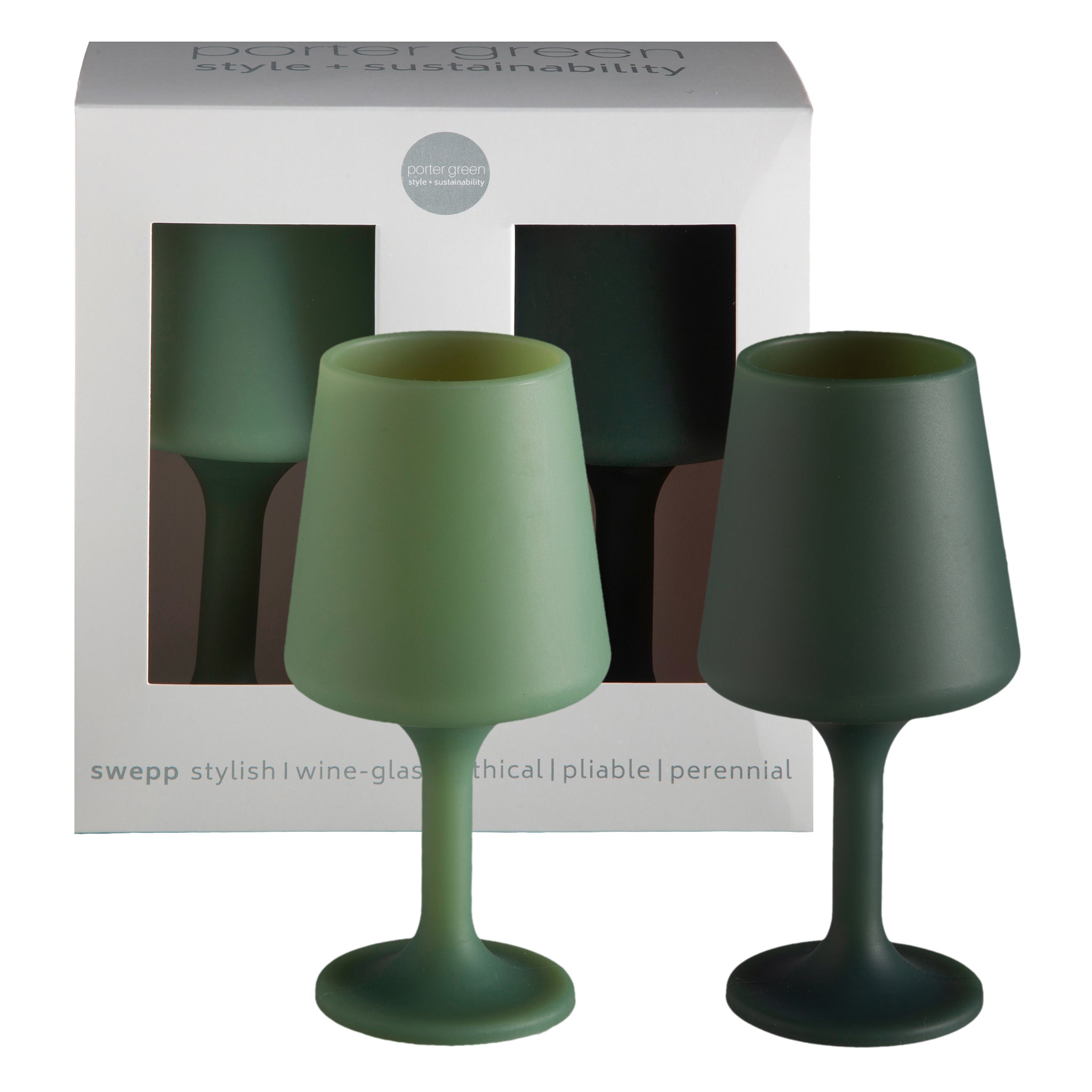 Porter Green Sage + Olive Silicone Unbreakable - Wine Glasses