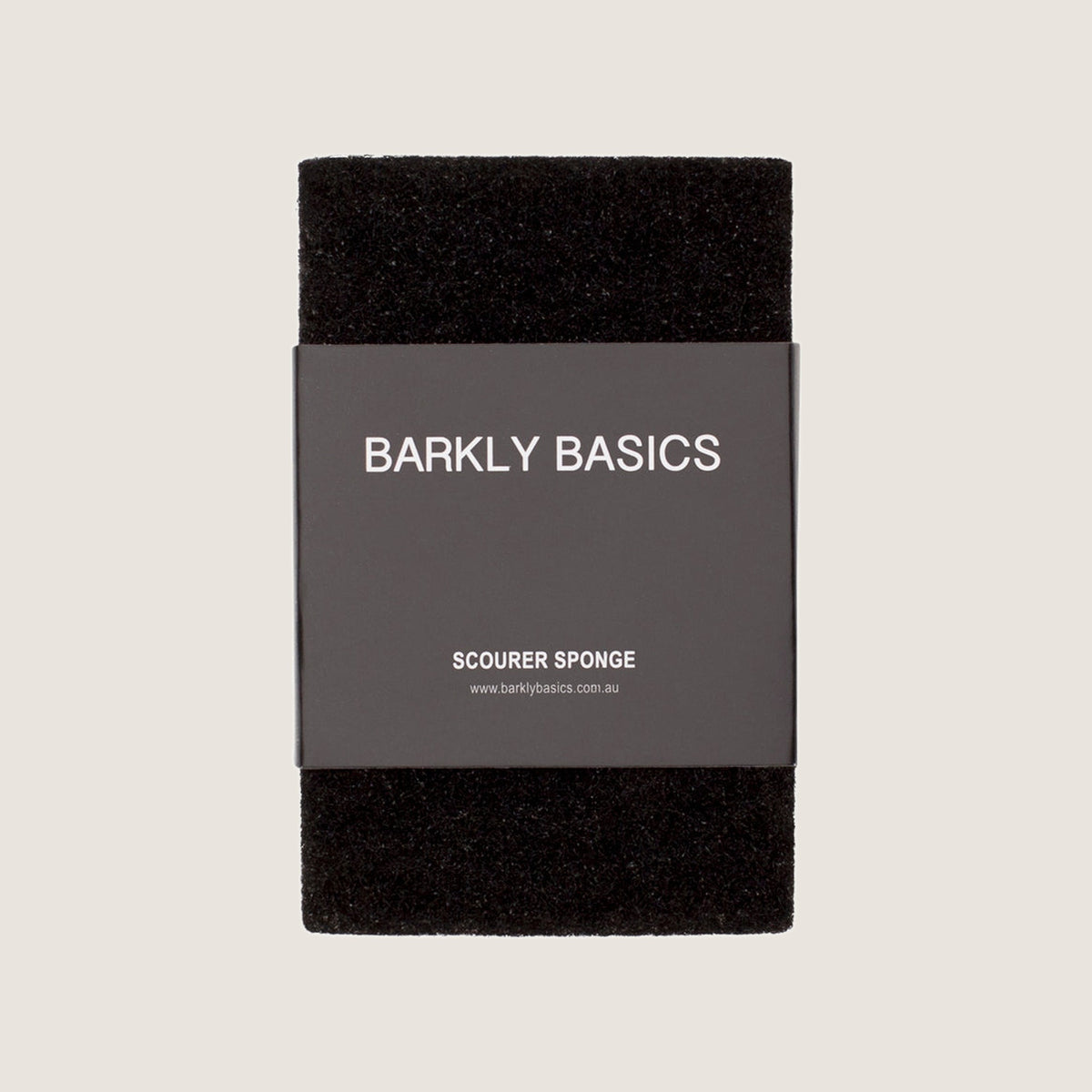 Barkly Basics black and white scourer sponge two pack in its grey band