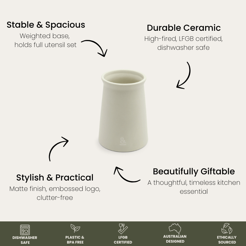 Ceramic utensil holder dimensions
