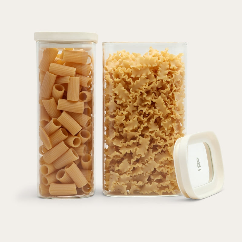 Seed & Sprout Tallow rectangle glass pantry jars, 1500ml pair