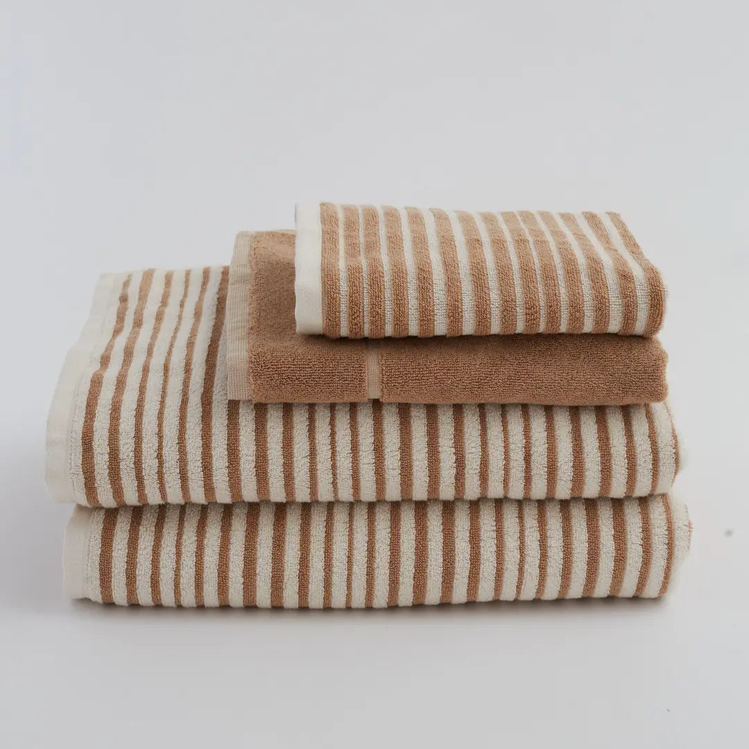 Fridah Worldwide - Sundown Tan Salento Stripe - Bath Towel Set