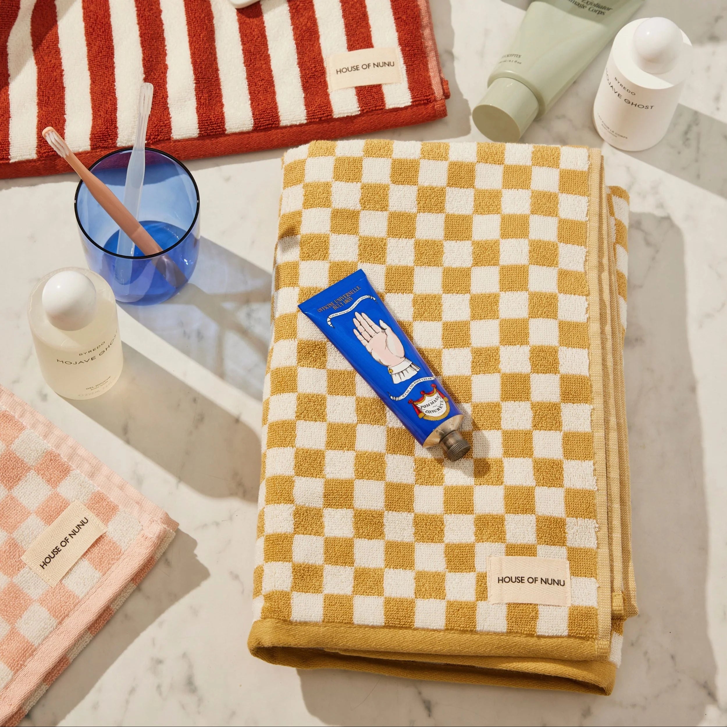 House of Nunu - Yellow Check - Bath Towel