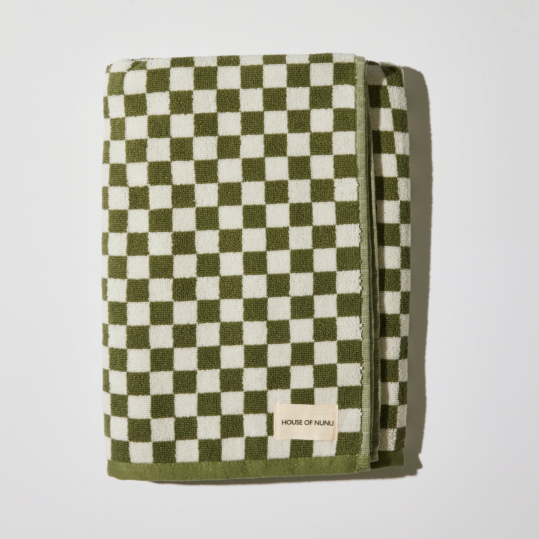House of Nunu - Green Olive Check - Bath Towel