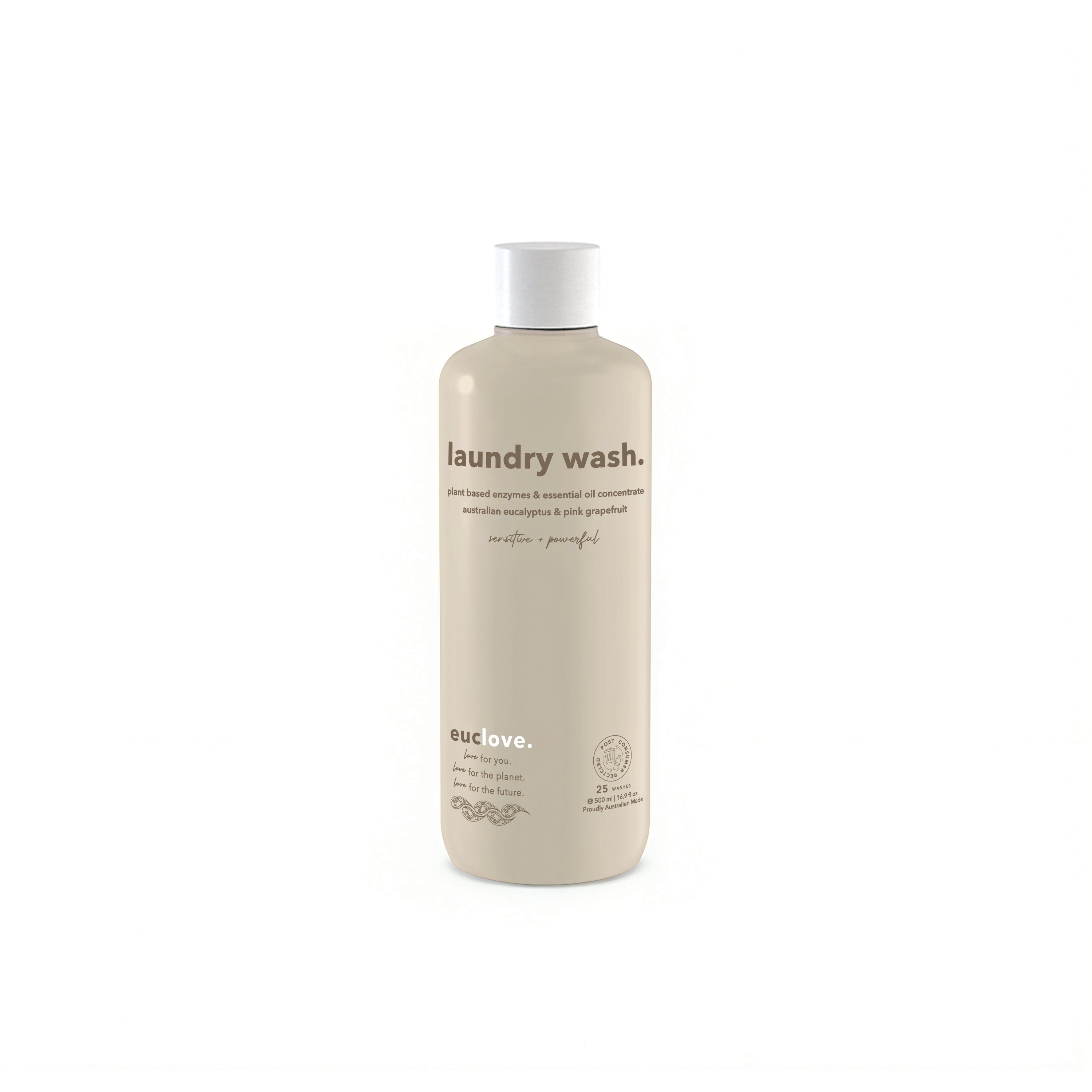 Euclove natural laundry detergent for sensitive skin 500ml bottle