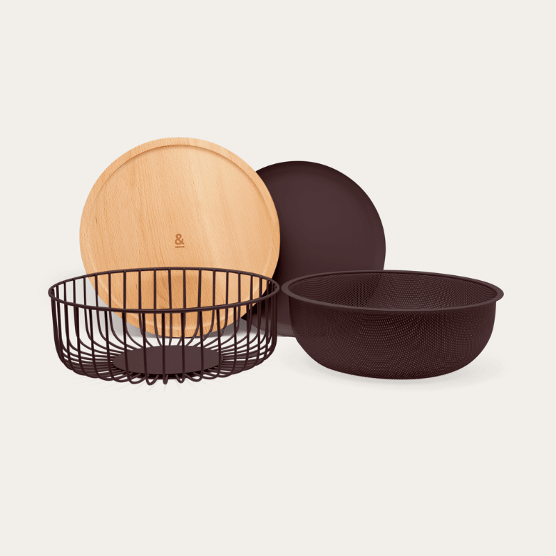 Seed & Sprout layered storage bowl set in Mulberry, four nesting pieces