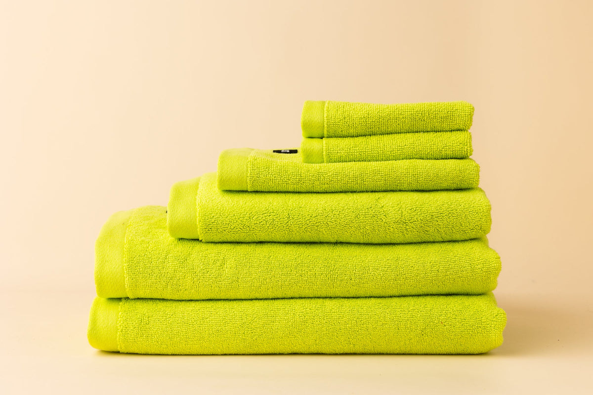 Lost Towels Chartreuse full towel set styled