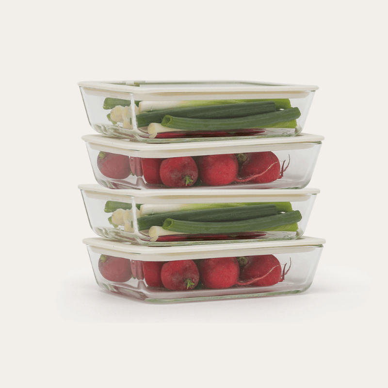 Seed & Sprout rectangle glass food containers in 1400ml, glass lids with silicone seals