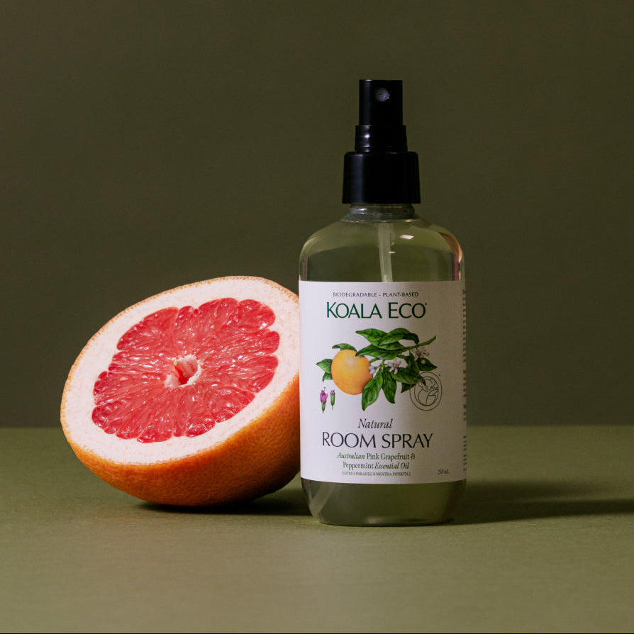 Koala Eco Pink Grapefruit & Peppermint room spray, front label
