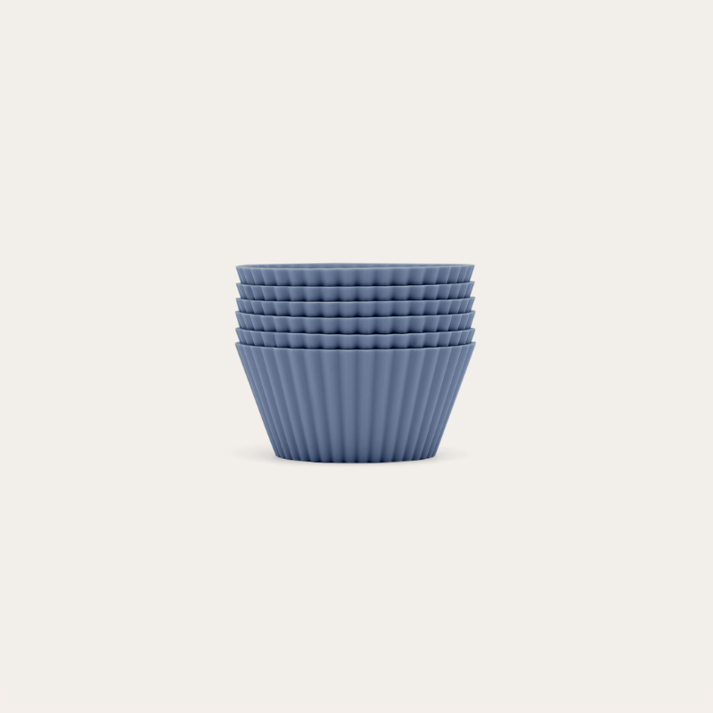 Seed & Sprout small silicone muffin cups in Rain, 6 pack