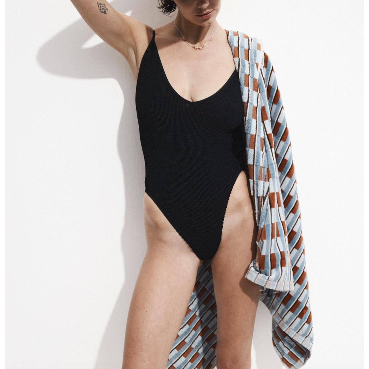 Fridah Tiled Pattern Terracotta & Blue Haze - Towel