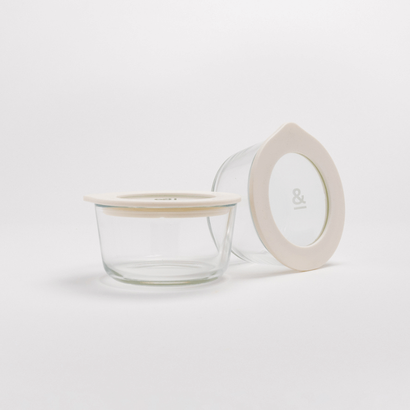 Seed & Sprout glass dip bowls, set of two in Oat Milk