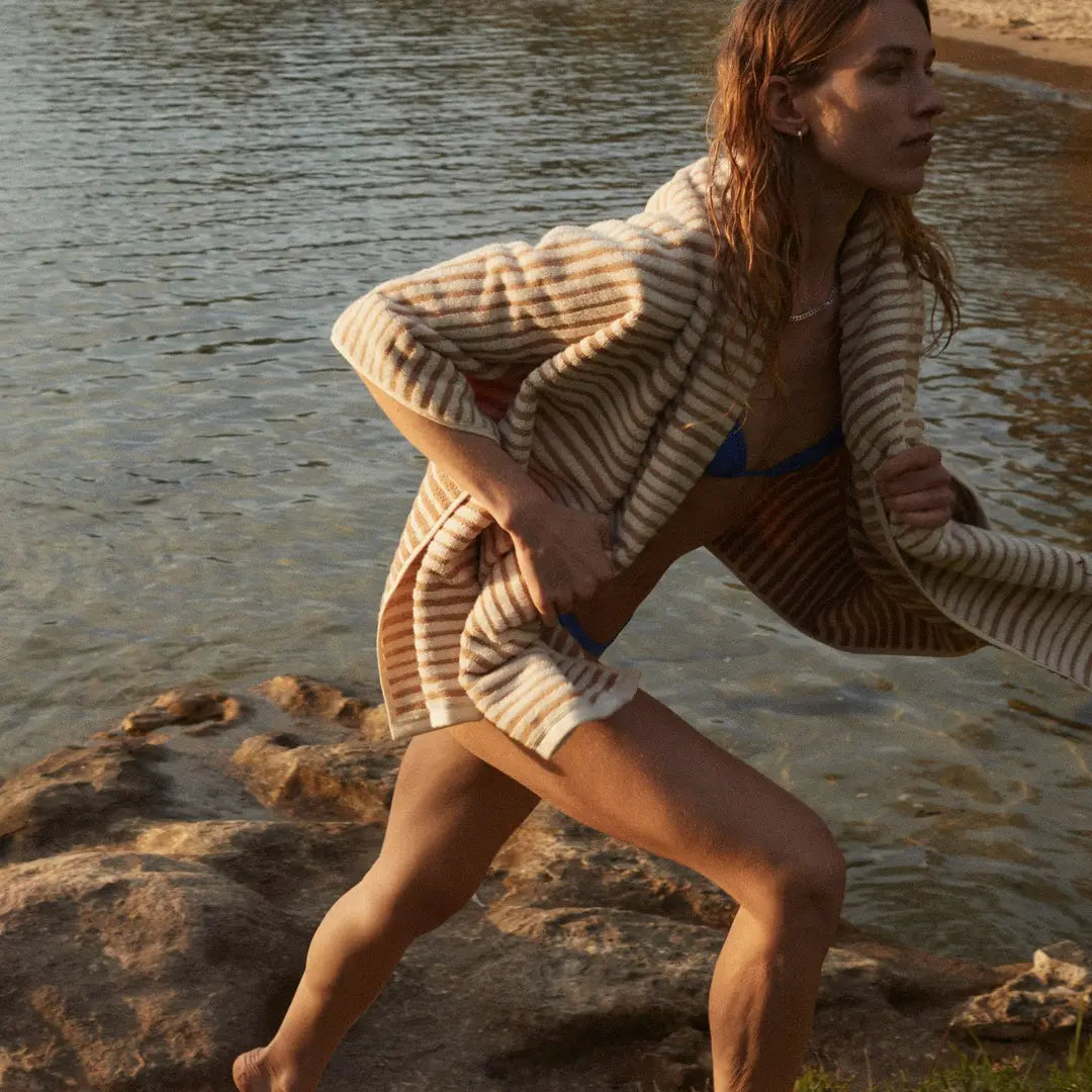 Fridah Worldwide - Sundown Tan Salento Stripe - Bath Towel Set