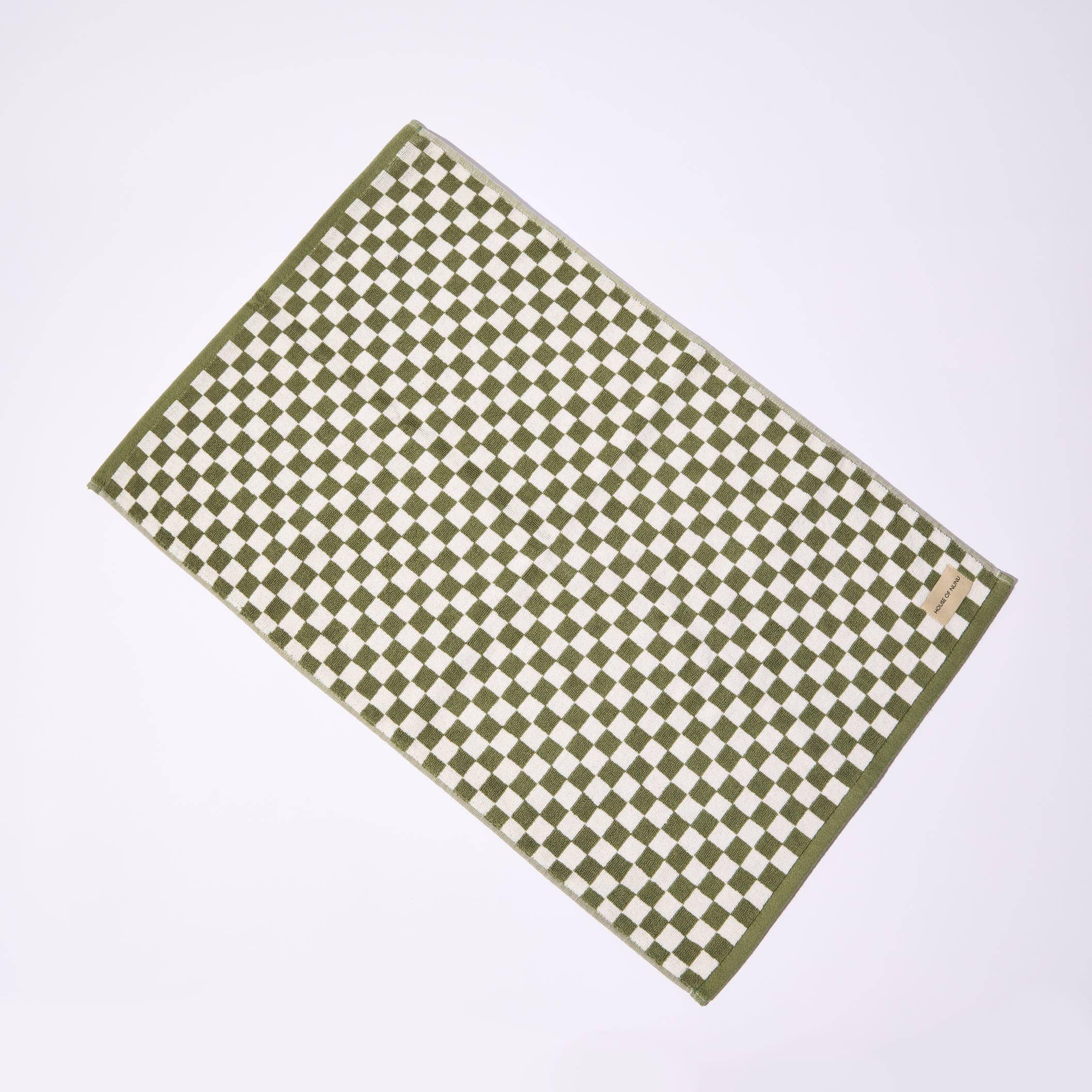 House of Nunu - Green Olive Check - Bath Mat