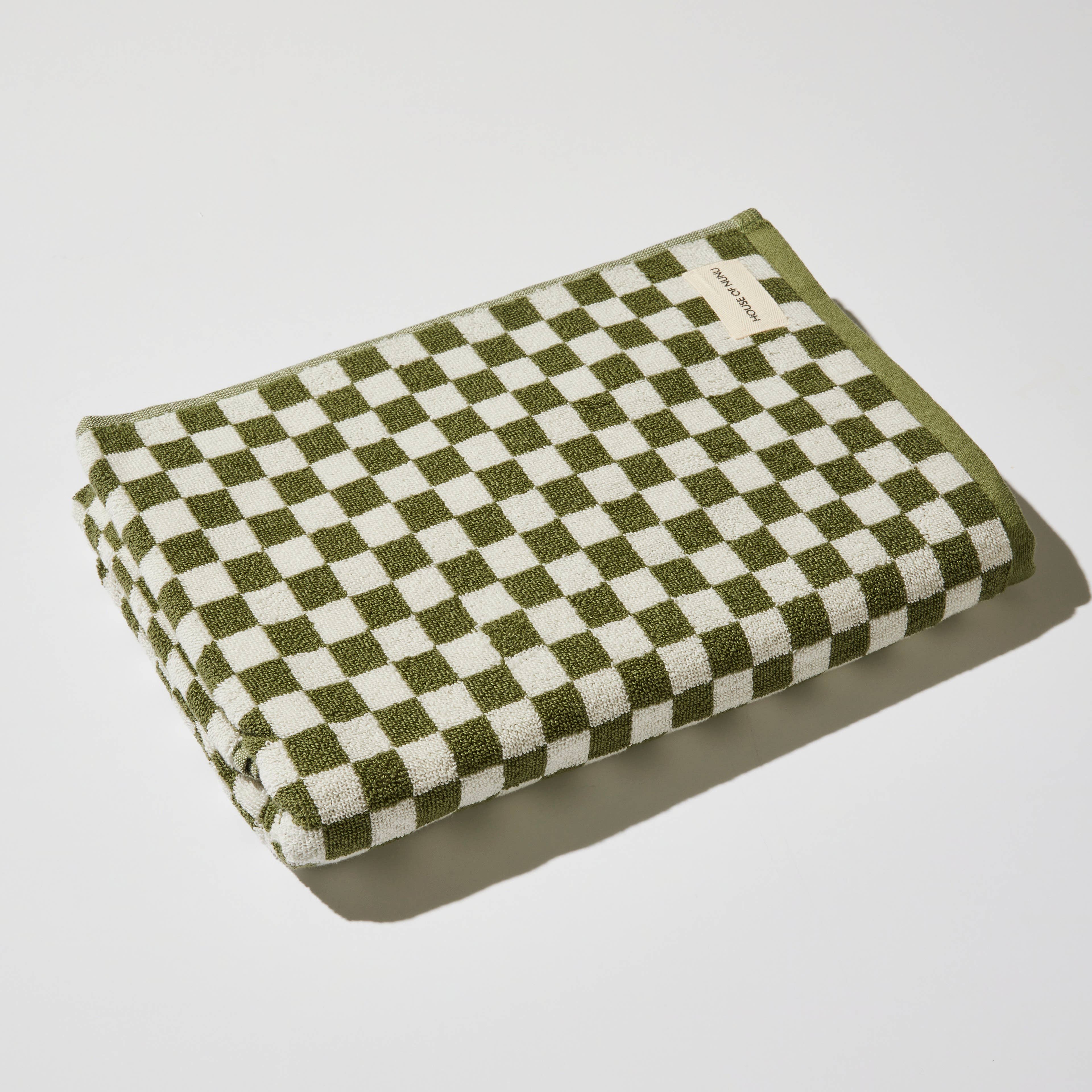 House of Nunu - Green Olive Check - Bath Towel