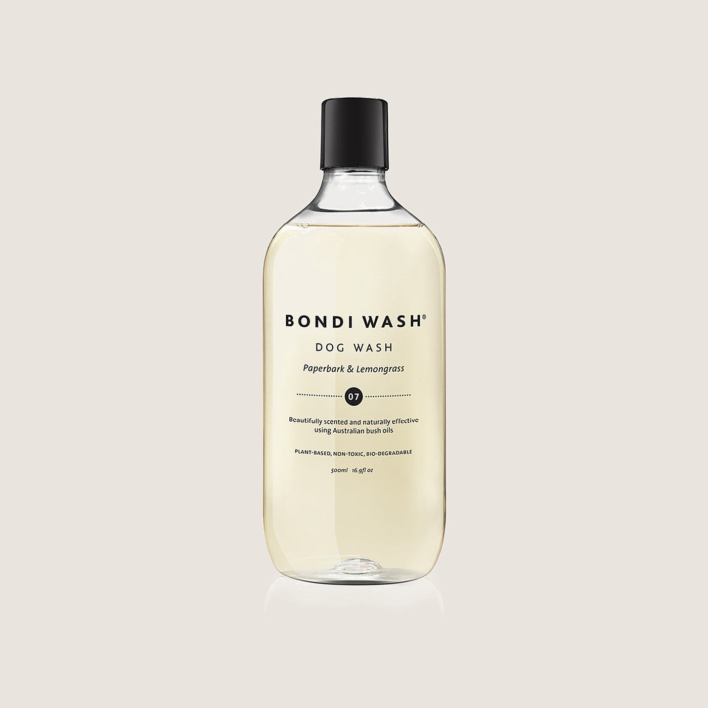 Bondi Wash Paperbark and Lemongrass Dog Wash 500ml natural dog shampoo bottle