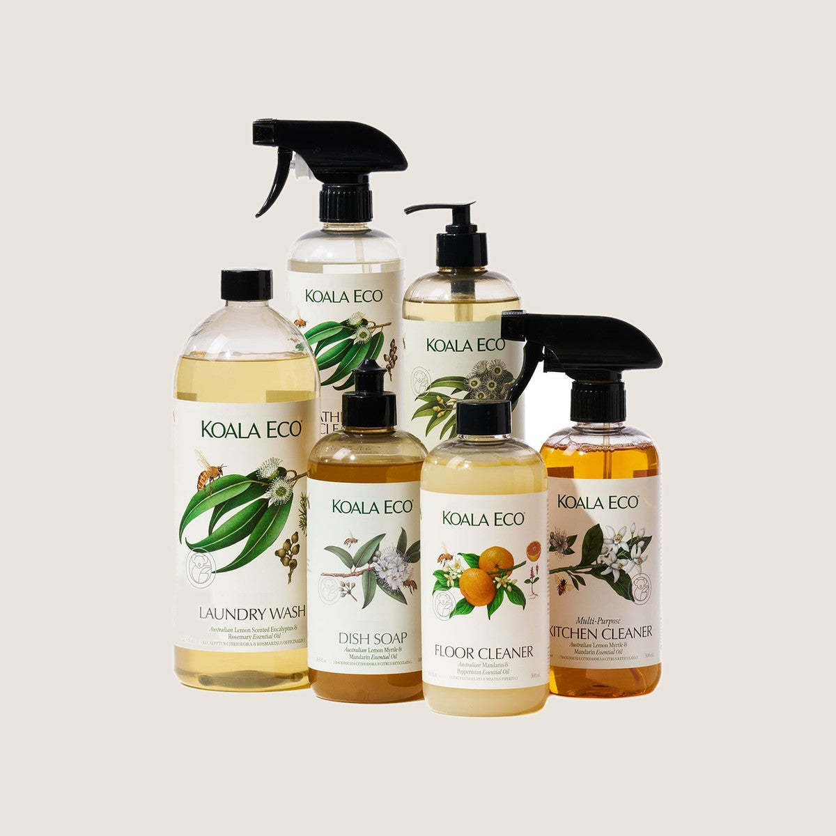 Koala Eco Best Seller Collection: kitchen, bathroom and floor cleaner, laundry wash, hand wash and dish soap