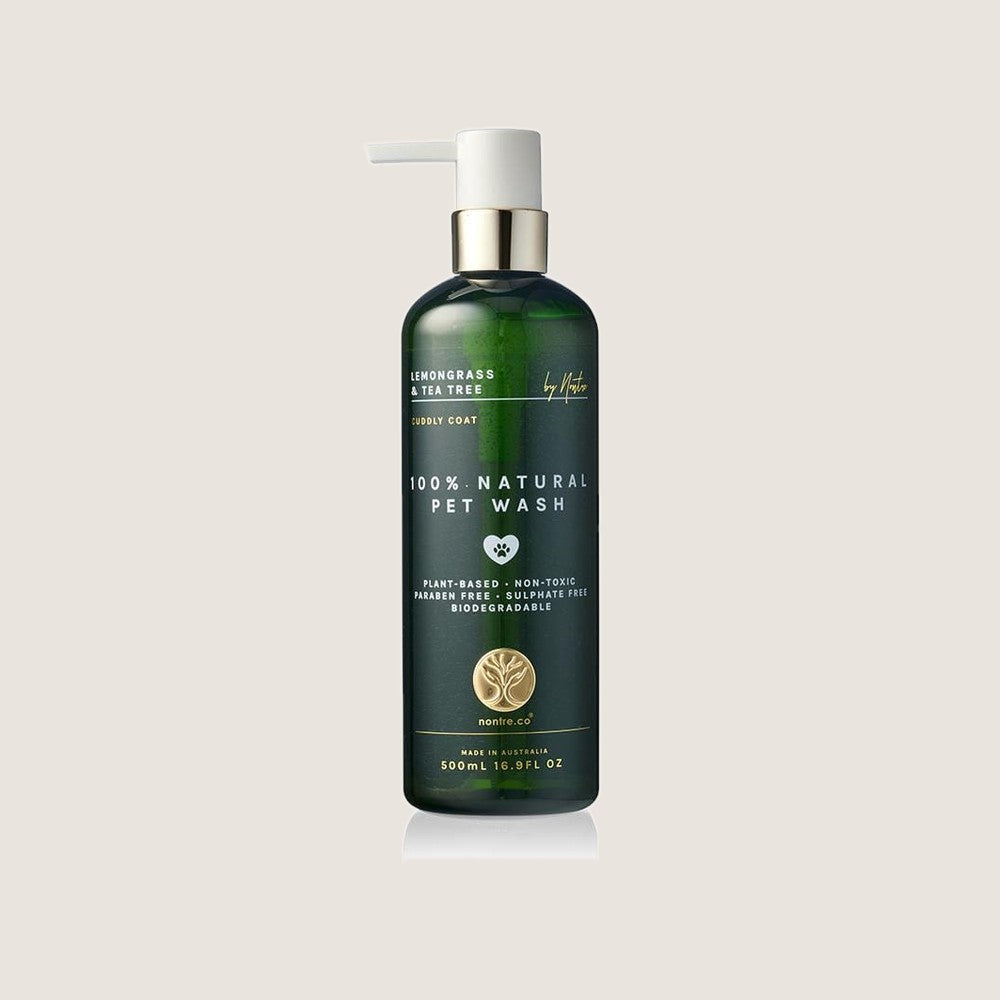 Nontre.co Cuddly Coat Lemongrass and Tea Tree 100% natural pet wash, 500ml pump bottle
