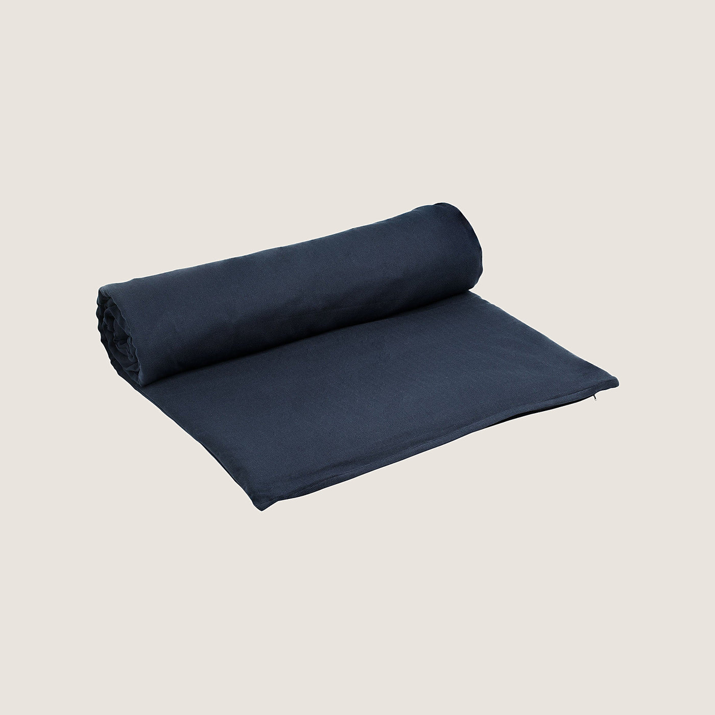 The Organic Company Meditation Mattress To Go in Dark Blue, rolled organic cotton mat