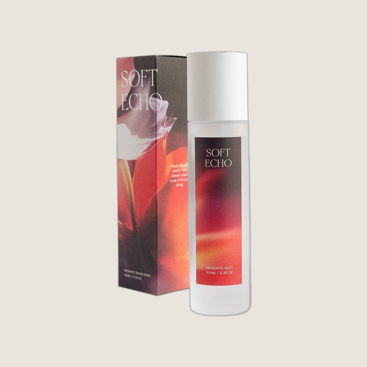 Three More Days Soft Echo room spray in a ceramic bottle