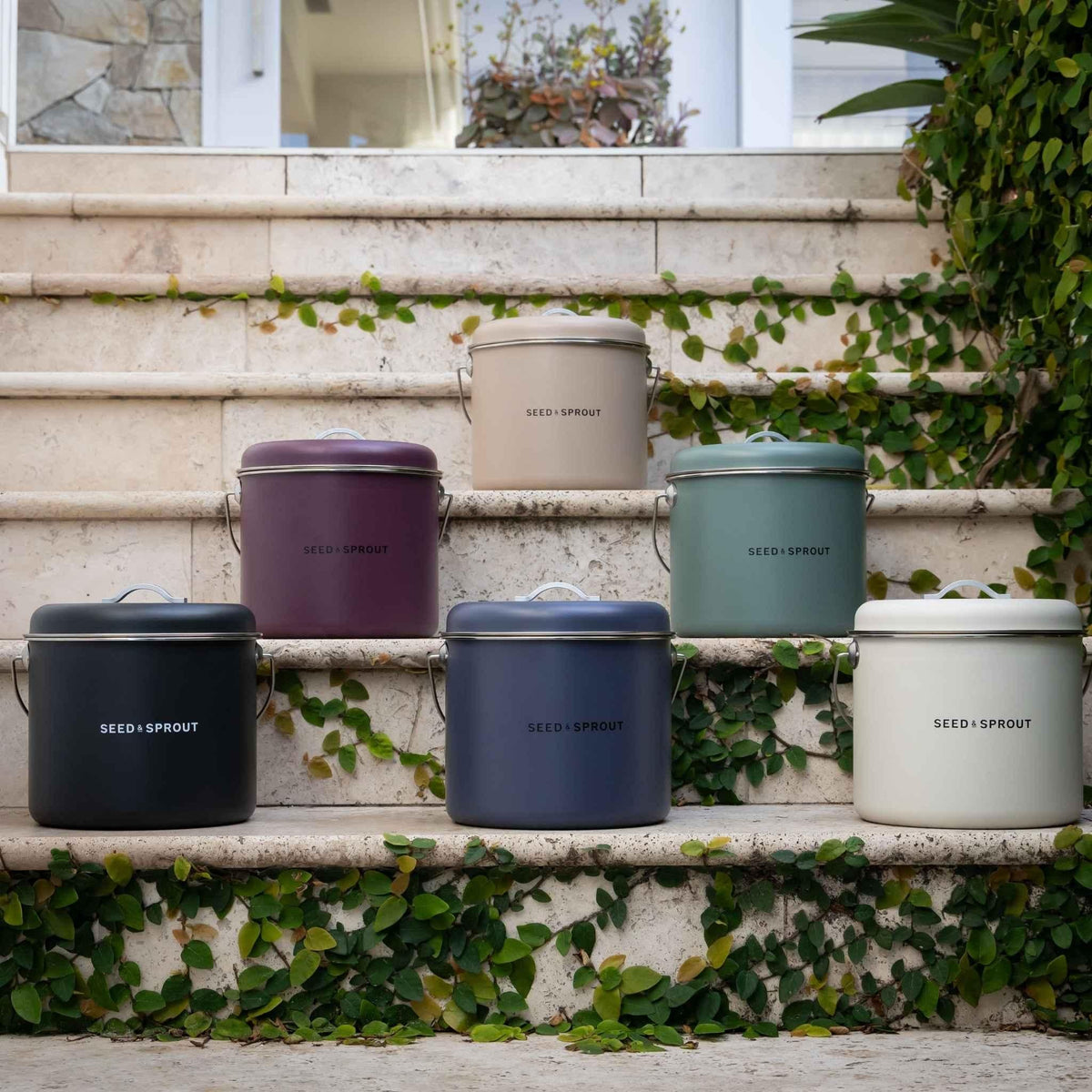 Seed & Sprout kitchen compost bin colour range