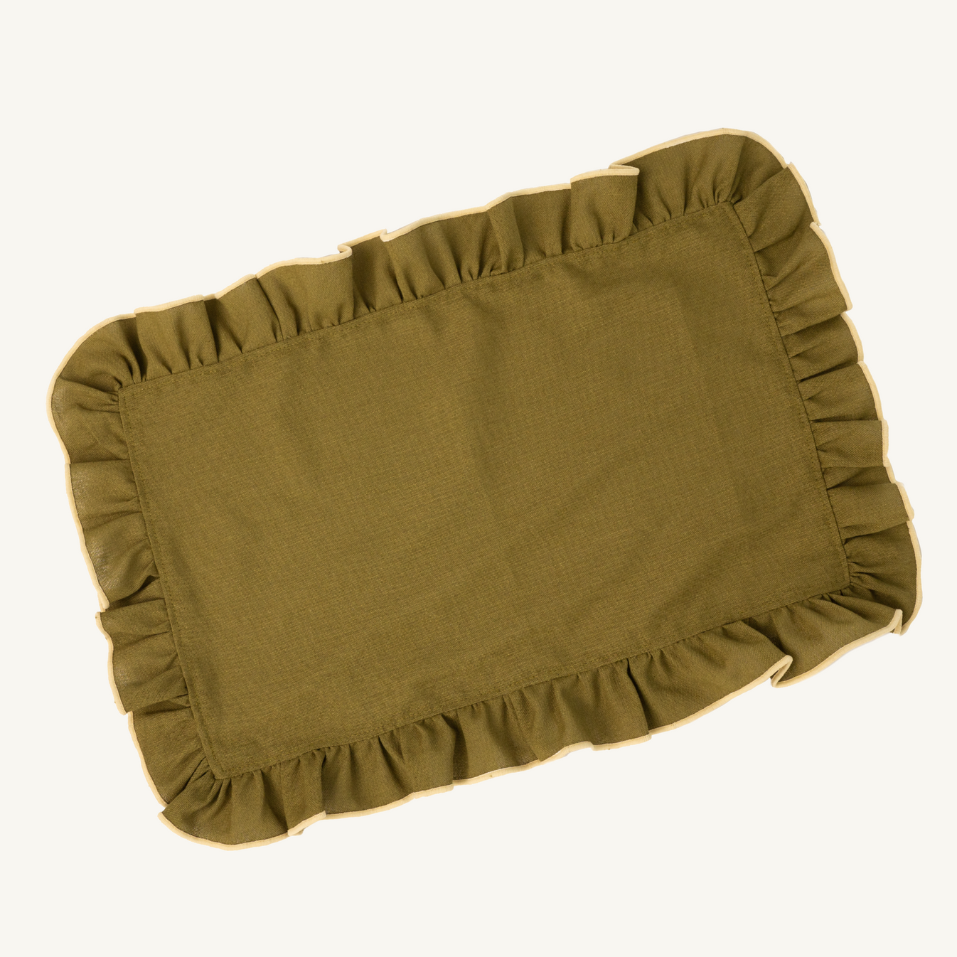 Mesa Collections - Olive Green with Cream Trim Ruffled - Placemat