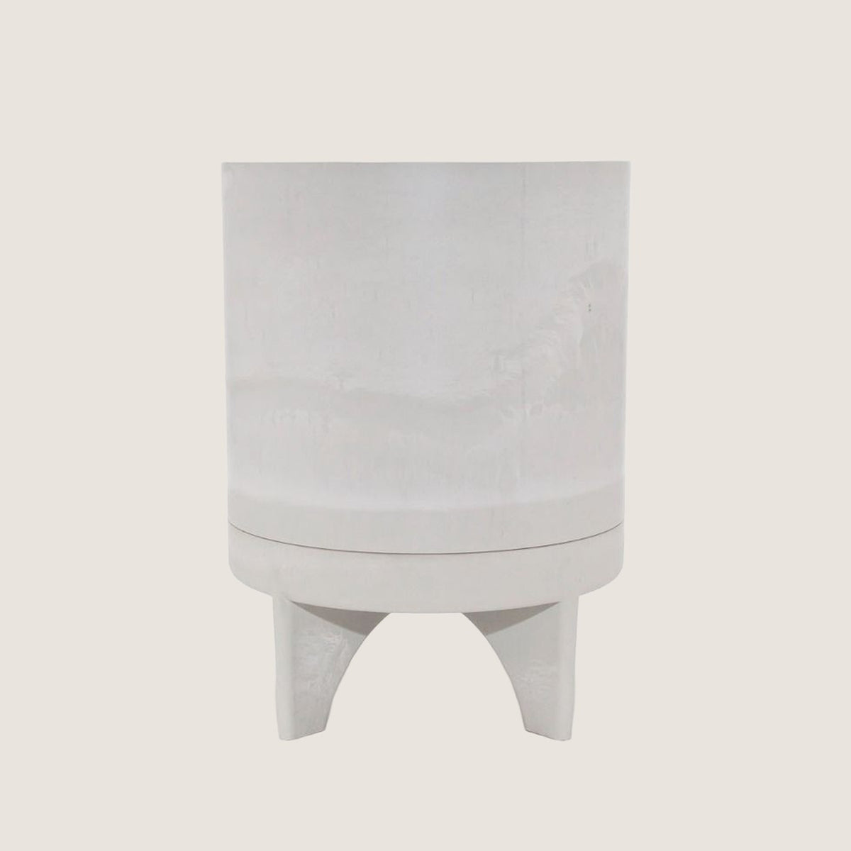 Potted Florence footed pot in White Stone on a greige background