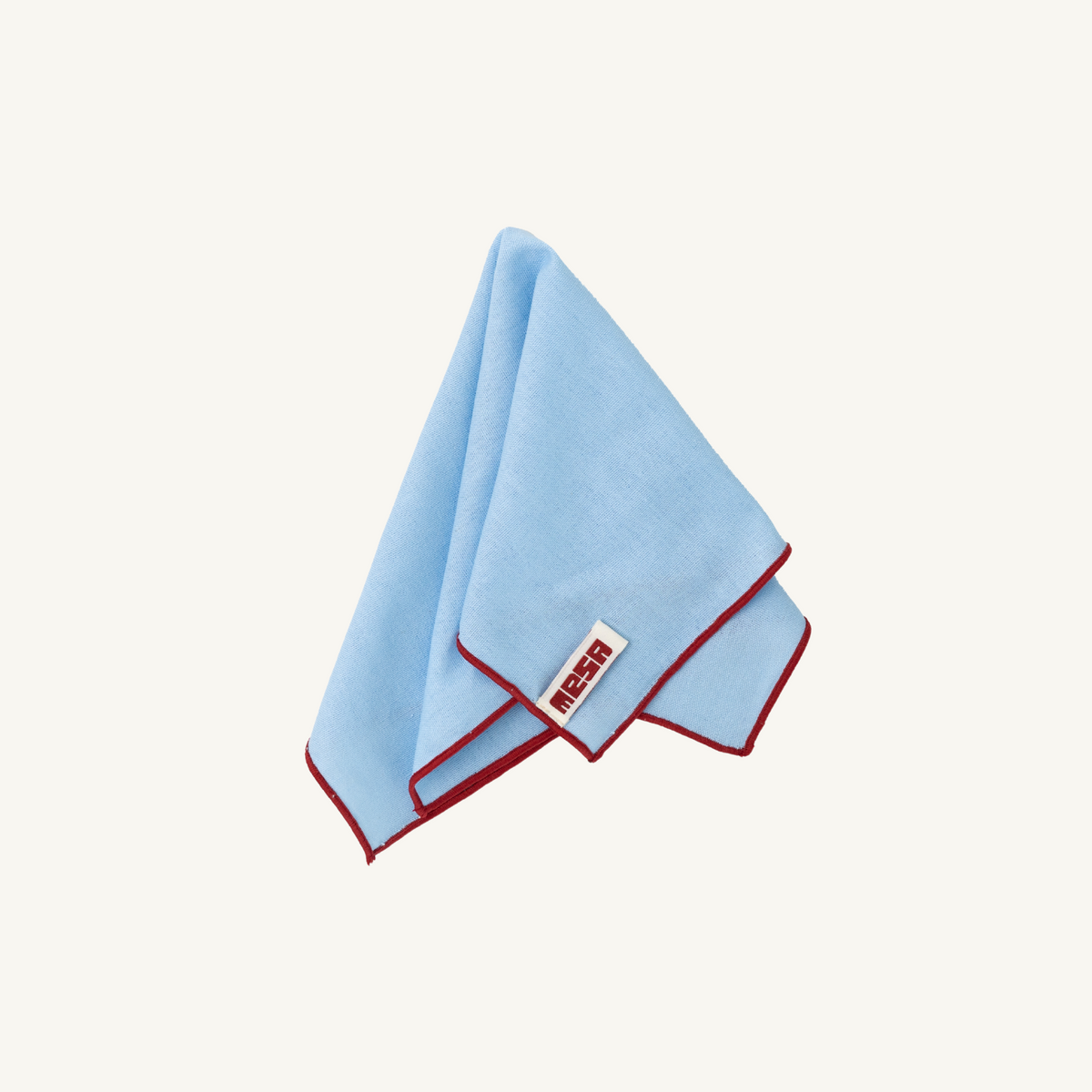 Mesa Collections napkin in clear sky blue with red trim