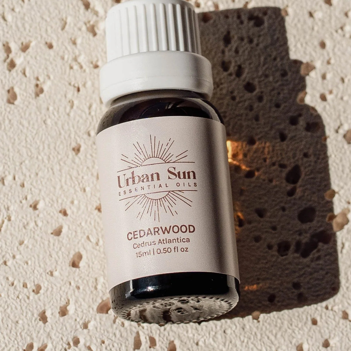 Urban Sun Cedarwood essential oil, 15ml amber glass bottle